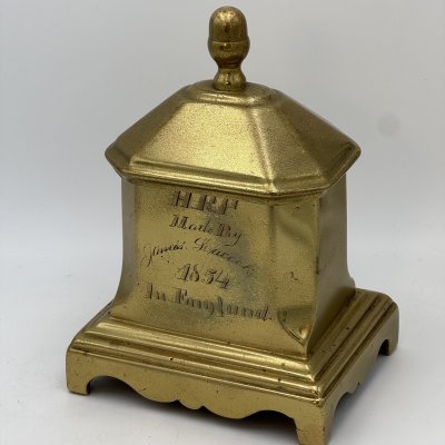 Signed and Dated Brass Tobacco Box